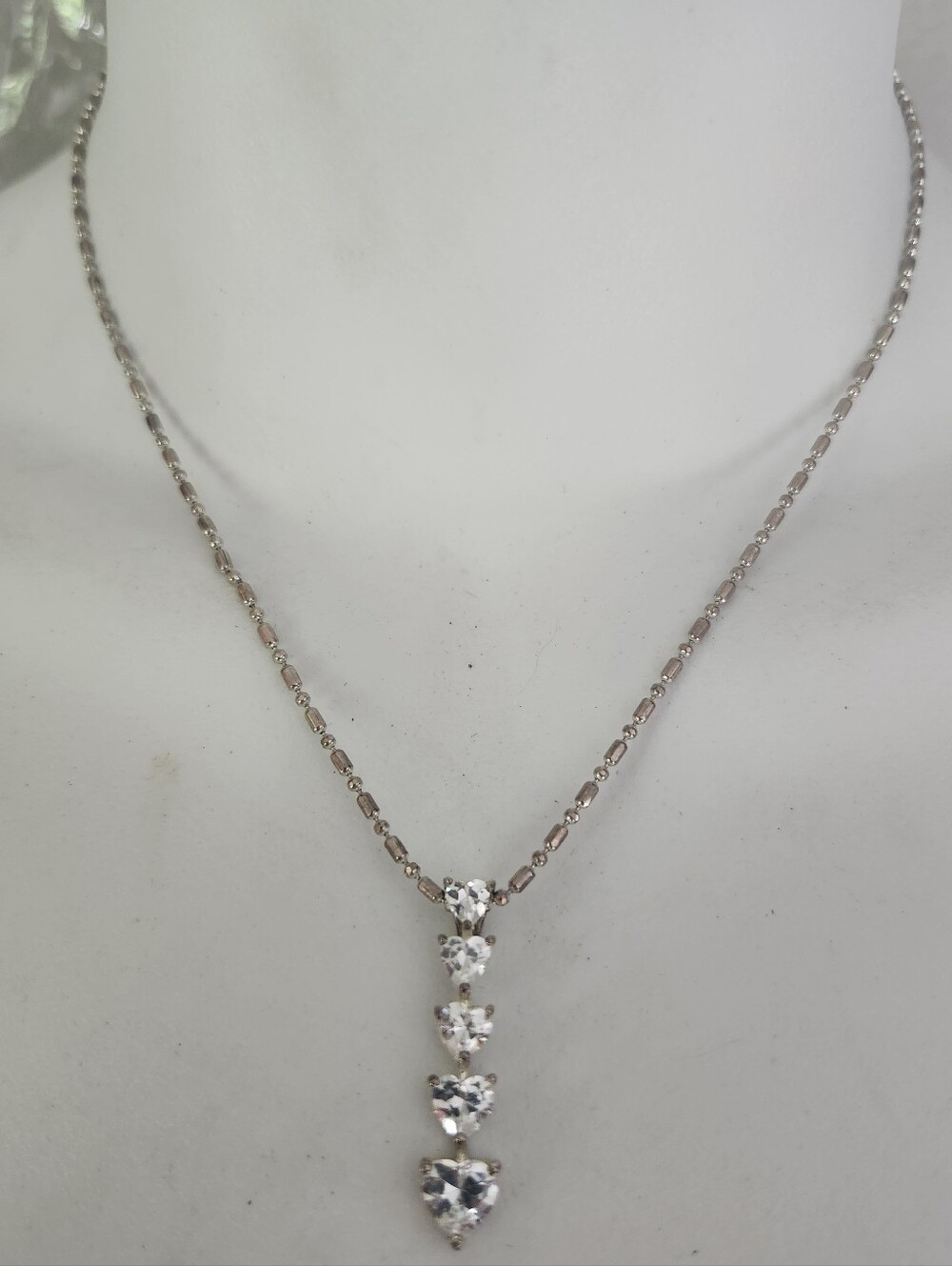 Delicate Chain Necklace With Sterling Silver Heart Crystal Drop Pendant